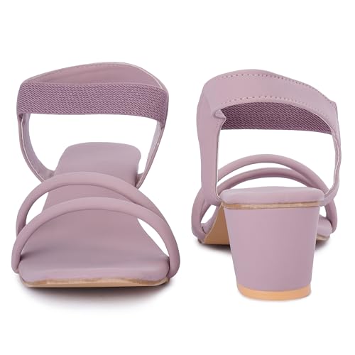 Image of SKOLL Women's Low Block Heel Strappy Sandals, Comfort Elastic Ankle Strap Open Toe Heeled Sandals, Casual Dressy Walking Sandals with Dual Front Straps