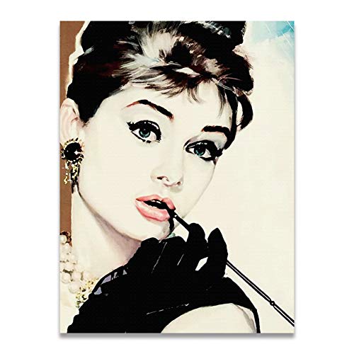 Impresión De La Lona Audrey Hepburn Retratos Famosos Estrellas De Cine Carteles E Impresiones Lienzo Arte Pintura Pared Cuadros Sala De Estar Decoración del Hogar