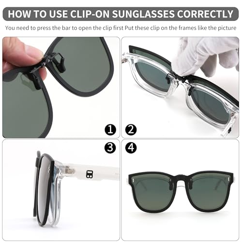 Image of FEISEDY Polarized Clip On Sunglasses Over Prescription Glasses Men Women Fit Flip Up B4177