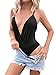 SweatyRocks Women's Deep V Neck Backless Cami Top Ruched Wrap Bodysuit Jumpsuit Black L