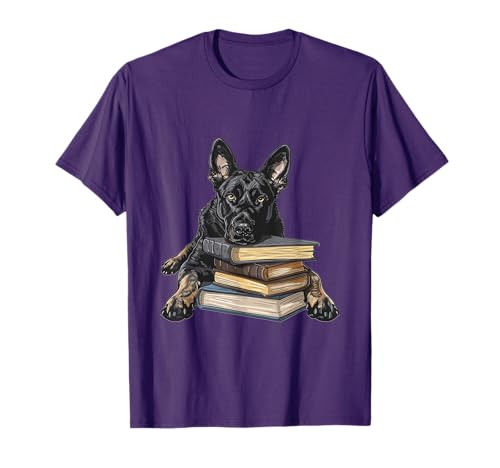 Dutch Shepherd Books Reading Dog Breed Graphic T-Shirt