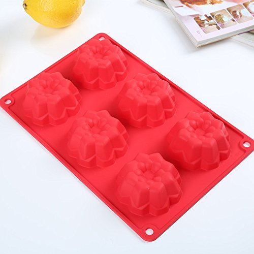 Generic 100% food grade Silicone DIY Kitchen 6 Flower Shape Silicone Bakeware Baking Mold JELLY Cake Pan