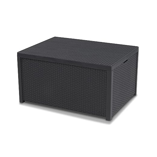 Keter Allibert Arica rattan effect Coffee Table with storage Outdoor Garden Furniture - Graphite