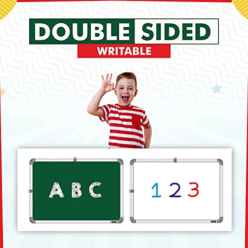 Image of YAJNAS 1x1.5 Feet Non-Magnetic Heavy-Duty Aluminum Frame White Board with Chalk Board Small Slate (Pack of 1)