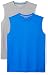 Amazon Essentials Men's 2-Pack Performance Muscle T-Shirts, Medium Grey/Royal Blue, Medium