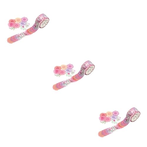 TEHAUX 3pcs Scrapbook Stickers Scrapbooking Stickers Petal Stickers DIY Stickers Flower Decor Glue Tape Flower Petal Washi Tape Floral Decor Masking