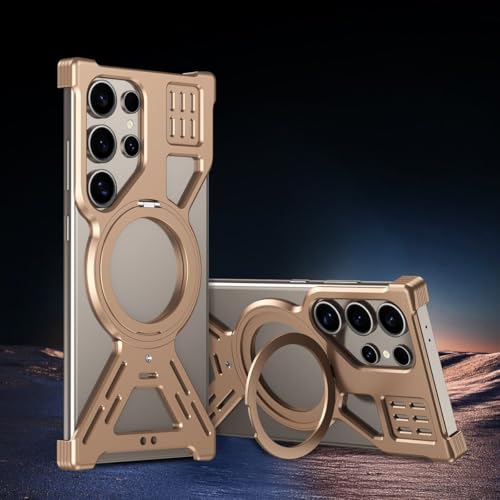 Coque métal Samsung S23 Ultra rigide premium or désert magnétique