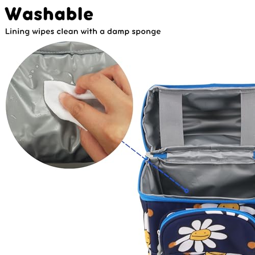 Image of J World Corey Kids Lunch Bag. Insulated Lunch-Box for Boys Girls, Joy Daisy