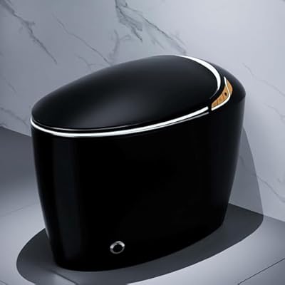 Black Smart Toilet with Bidet Built In, Luxury Elongated Electric Toilet with Heated Seat&Foot Sensor, 1.28 GPF Dual Flush, Auto Open/Close Seat, Warm Water&Dryer, Multiple Washing Modes (Black)