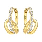 CYMYSS Pendientes de Plata de Ley 925 Chapados en Oro 18K para Mujer, Pendientes Dorados Hipoalergénicos, Pendientes Elegantes Diarios Regalo Original