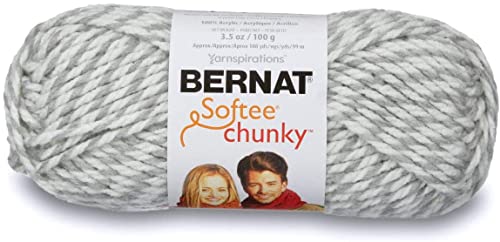 Image of Bernat Softee Chunky Gray Ragg Yarn - 3 Pack of 100g /3.5oz - Acrylic - 6 Super Bulky - 108 Yards - Knitting /Crochet