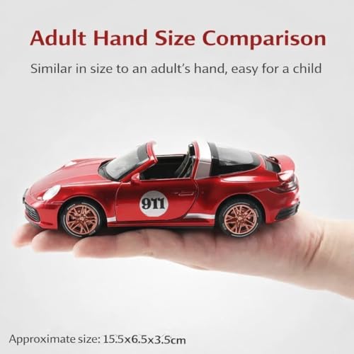 Image of Kiddie Galaxia Porsche 911 Targa 4S Toy Car 1:32 Exclusive Alloy Metal Pull Back Die-Cast Model Car with Openable Doors & Light, Music for Boys Kids