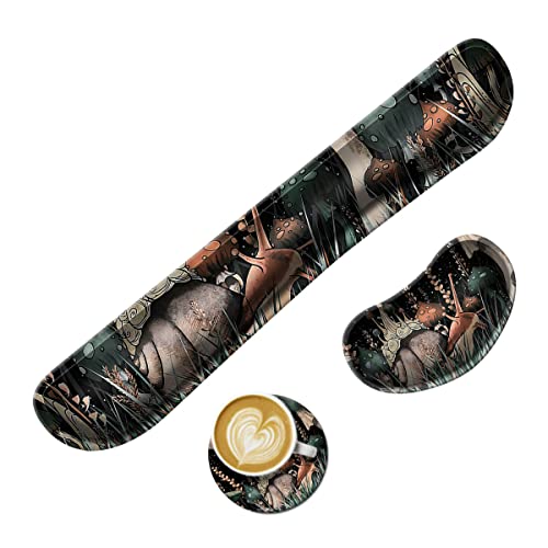 Enlarge Gel Keyboard Wrist Rest Pad Set,Mouse Wrist Foam Cushion Support Pad,Anti-Slip,Ergonomic,Comfortable,Typing Pain Relief,For Office Computer Desks,Laptops,Gaming, Mushroom #TOP6