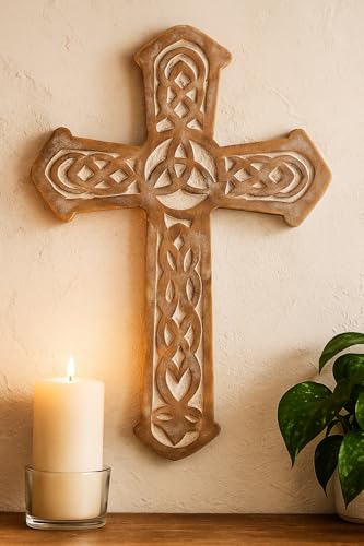 The StoreKing Wooden Wall Hanging French Cross