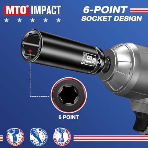Image of MTO 1 /2 inch Drive 19mm Deep Impact Socket, 6-Point Metric Socket for Automotive Maintaince, CR-V Steel Meets ANSI Standards