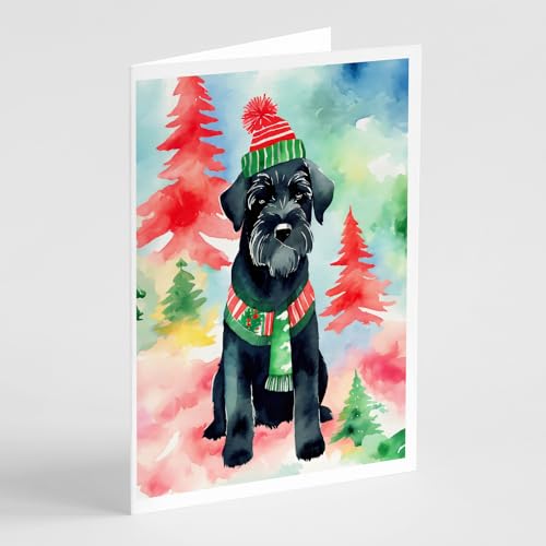Caroline's Treasures DAC3625GCA7P Schnauzer Christmas Greeting Cards Pack of 8 Blank Cards with Envelopes Whimsical A7 Size 5x7 Blank Note Cards