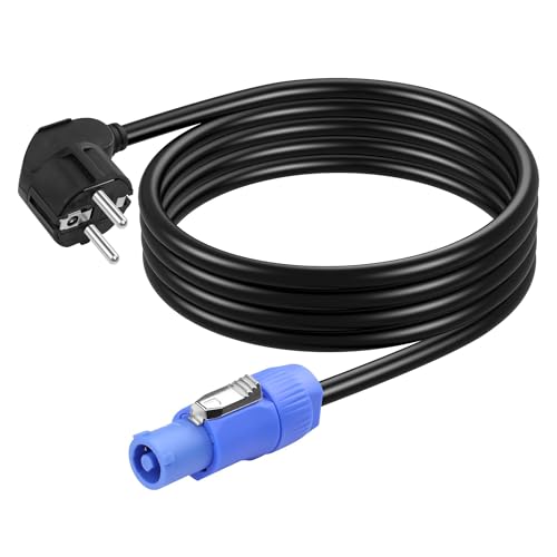 CERRXIAN 6.5FT Cable de conversión de EU para PowerCon CA, 3 Pines 1.5 mm² 15awg 90 Grados CEE 7/7 Masculino a PowerCon A Type Audio Altador de Altavoz Cable de alimentación (2M)