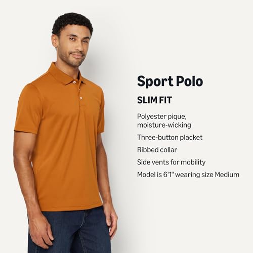 Image of Amazon Essentials Men's Moisture Wicking Golf Polo Shirt, Short Sleeve, Slim-Fit, Quick-Dry