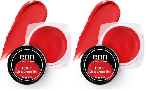 Image of Enn Beauty Pout Lip, Cheek & Eyeshadow Tint with SPF 10 with The Goodness of Jojoba & Avocado Oil, Natural Blush for Women, Long Lasting, Sls & Paraben Free - Retro Red, 5gm (Pack of 2)