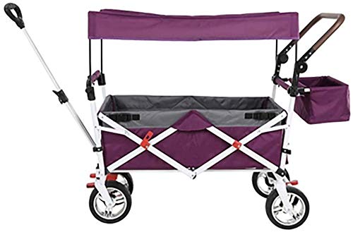 Folding Utility Wagon - Collapsible Outdoor Garden Camping Hand Cart with Side Pockets and Ceiling Removable Fabric,Suitable for Shopping Picnic Beach (Color : C)