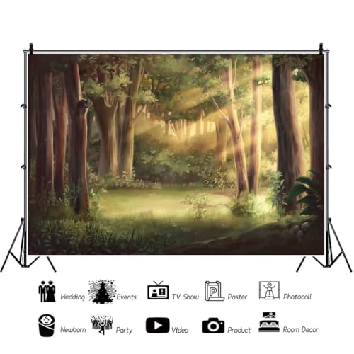 Fondo fotográfico bosque primavera 8x6 pies verde vinilo miniatura 4