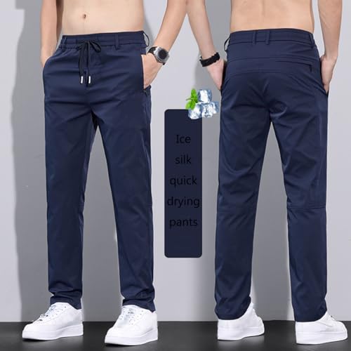 Meshirons - Ice Silk Mesh Panel Casual Pants, linochic Elastic No Constraints Breathable Quick-Drying Trousers with Pockets3