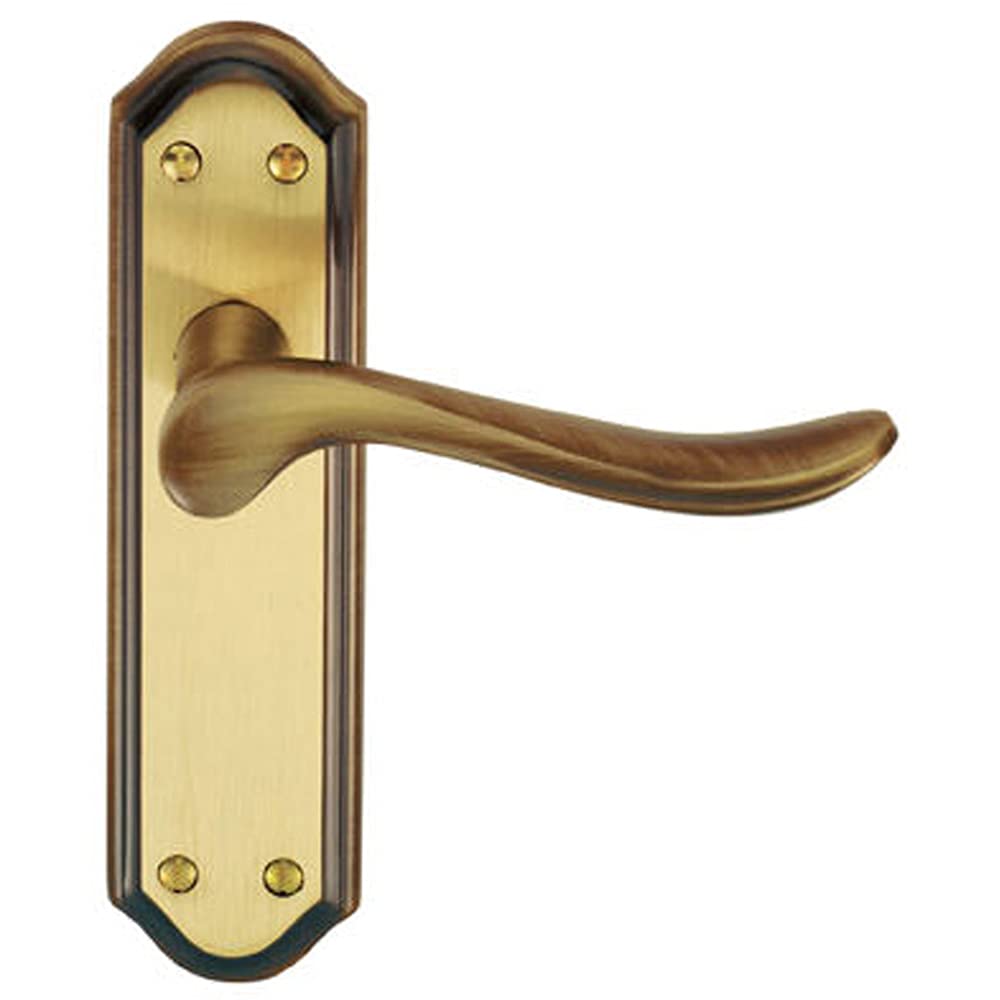 Pair Curved Handle On Sculpted Latch Backplate 180 X 48Mm Florentine Bronze 5056492580105