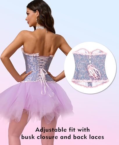 Image of SZIVYSHI Corset Tops for Women, Bustier Shapewear Lingerie, Lace Waist Push Up Bodysuit