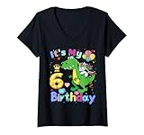 Photo Gallery donna dinosauro unicorno compleanno my 6th birthday dinosauro unicorno maglietta con collo a v Photo Gallery donna dinosauro unicorno compleanno my 6th birthday dinosauro unicorno maglietta con collo a v