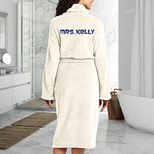 TEEAMORE Personalized Embroidered Robes Custom Monogrammed Plush Microfleece Bathrobes2