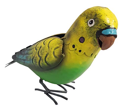 Fountasia Animal Kingdom - Figura Decorativa de jardín (Metal, diseño de bugerigar), Verde