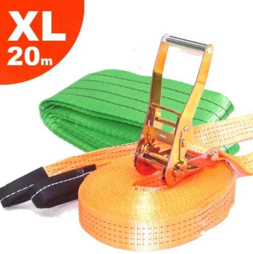 D+L Slackline 20m Set Baumschoner Laufband 50mm Spanngurt Slacken Slackbelt Zurrgurt AWZ