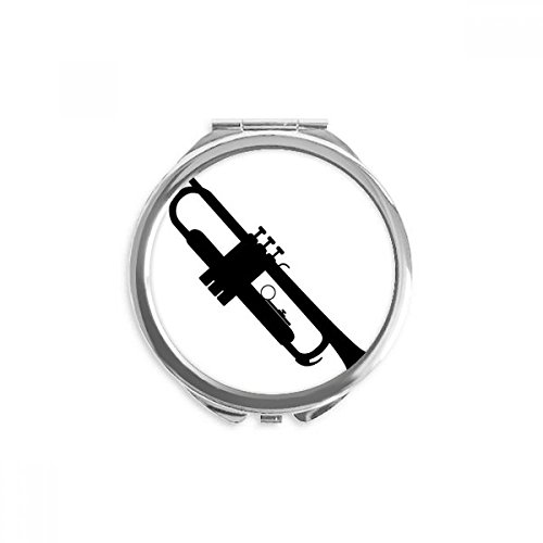 Espejo redondo portátil de mano, accesorio de bolsillo ligero con diseño de música