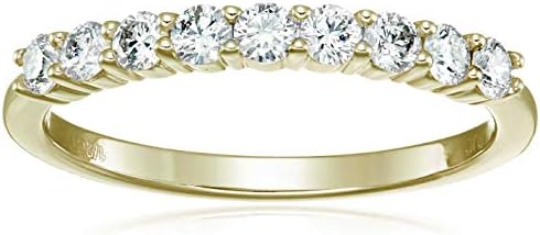 1/5 cttw to 3/4 cttw Round Diamond Wedding Band for Women 14K Gold 9 Stones Prong Set, Size 4.5-10