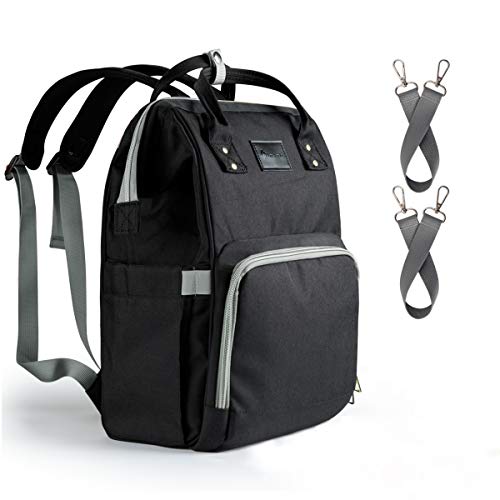 Image of Diaper Bag Backpack Baby Nappy Bag Upsimples Mommy Bag with Changing Pad Insulated Pockets |for Mom and Dad|Water Resistant|Black