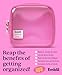 Embla Clear Small Makeup Bag for Purse | Cute Mini Make Up Nylon Organizers | Tiny Cosmetic Bags for Women Girls | Little Toiletry Travel Pouches | Zipper Skincare Pouch Organizer | Hot Pink