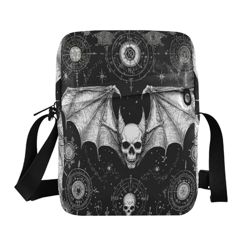 messenger bag cute Crossbody Bags For Women Shoulder Hand Bag For Woman Adjustable Strap for outdoor sports outdoor sports- Evil Skull Black