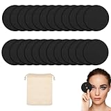 Abschminkpads Waschbar, 24 Stück Wiederverwendbar Makeup Entferner Pads, Abschminken Stilleinlagen mit Wäschesack, Nachhaltig Weich & Schonend Abschminktücher Perfekt für Gesichtsreinigung (Schwarz)