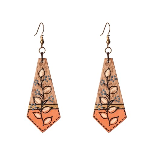 Image of Handcrafted Tribal & Dhokra Art Earrings for Women - Wooden, Nature-Inspired Statement Drop & Traditional Ethnic Designs