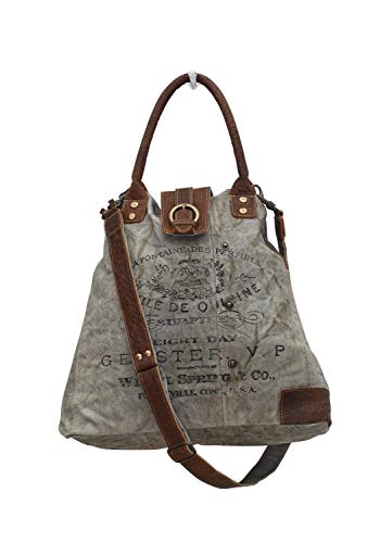 Myra Bag Upcycled Gerster Shoulder Bag - Measures 16 inches wide by 15 inches high by 6 inches deep - Runs Large3
