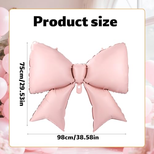 Image of 2pcs Large Bow Balloons, Bow Themed Party Decorations Elegant Coquette Balloons for Coquette Birthday Wedding Engagement Party Decoration (pink)