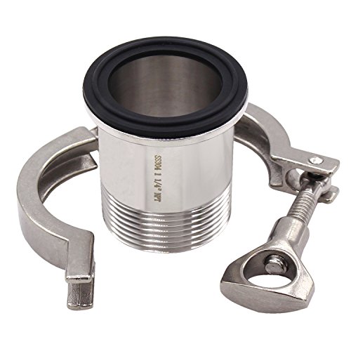 Image of DERNORD 2 Pcs Sanitary Male Threaded Ferrule Pipe Fittings + SUS304 Tri-clamp (Tri-clover Clamp) + FKM Gasket (Male Threaded Pipe Size:1-1 /4 Inch DN32)