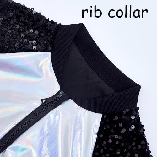 Image of Boys Sequin Jackets Trendy Sparkle Sleeve Bomber Varsity for Kids Glitter Birthday Jacket Coat Shiny Boy Clothes