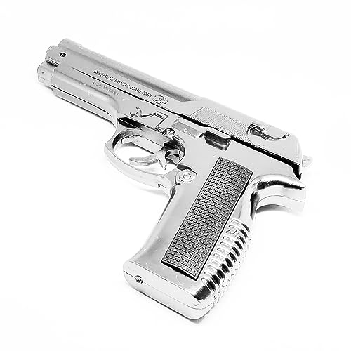 Image of EXTREMUS Gun Lighter Pistol Lighter Heavy Weight Metal Body Gun Pistol Shaped with Barrel Pull Back System and Holster Pocket Lighter for Decorative, Smoking Filled with Gas (608 Silver)