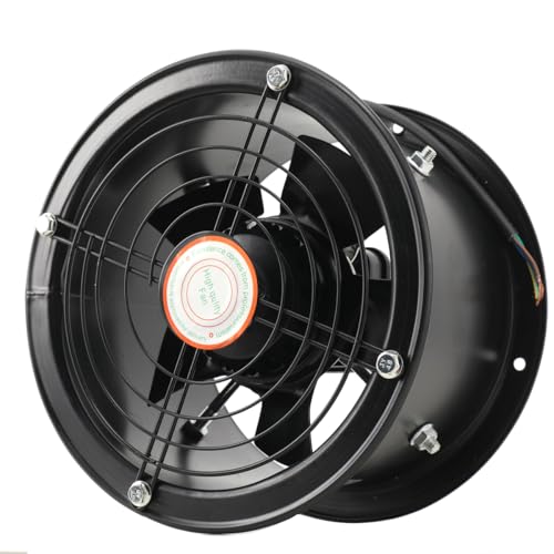 ECUTEE Ventilador industrial axial, ventilador axial, ventilador de pared, techo, ventilador de acero, tubo de ventilador, diámetro de 200 mm, para almacenes, talleres, cocinas, tiendas
