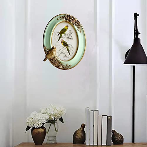 Sikoo Vintage 4X6 Picture Frame Oval Antique Bird Tabletop And Wall Hanging Photo Frame With High Definition Glass Front For Home Decor, Retro Photo Gallery, Old-Fashioned Art (Green2) #TOP5
