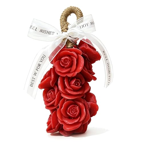 Image of Rose Soap on Rope Cute Shaped Handwashing Grapes Soap Bar, Novelty Hanging Flower Soap for Bathroom Decor,Fun Gift Handmade Soap