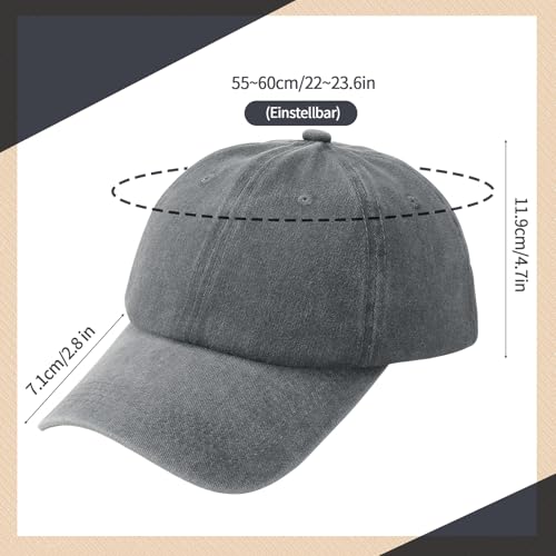 Utensilsto 3 Stück Baseballkappe Für Herren Und Damen, Verstellbar Baumwolle Baseball Cap Vintage Unisex Basecap Sonnenhut Sportkappe Für Outdoor Sport Leisure Reisen, Hellgrau, Khaki, Rot