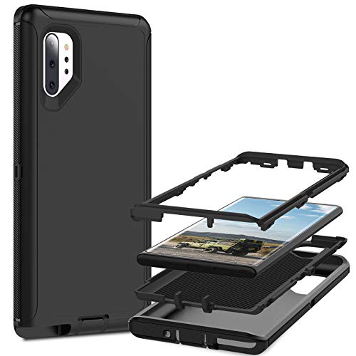 MMHUO for Samsung Galaxy Note 10 Plus Case,Full Body Heavy Duty Protective Case for Samsung Galaxy Note 10 Plus Case,3 in 1 Dust & Shock-Proof Phone Case for Samsung Galaxy Note10+,Black