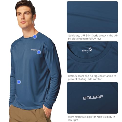 image for baleaf Men's Long Sleeve Swim Shirts Rash Guard UV Sun Protection SPF 